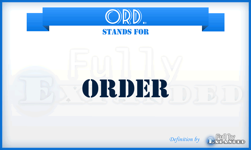 ORD. - Order