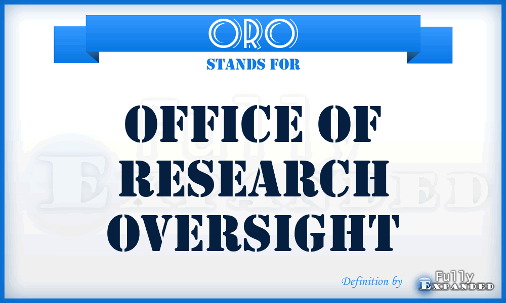 ORO - Office of Research Oversight