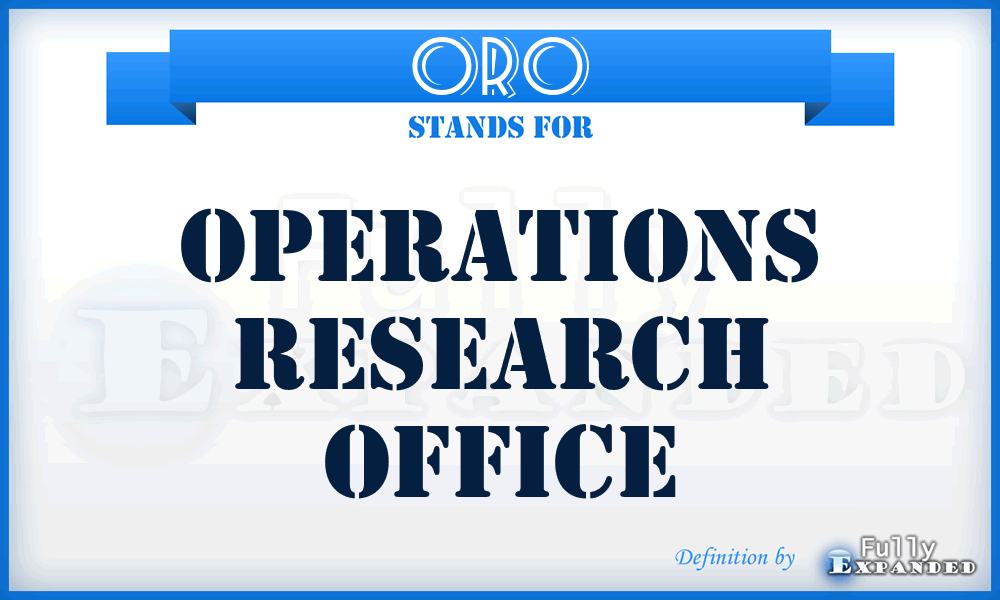 ORO - Operations Research Office