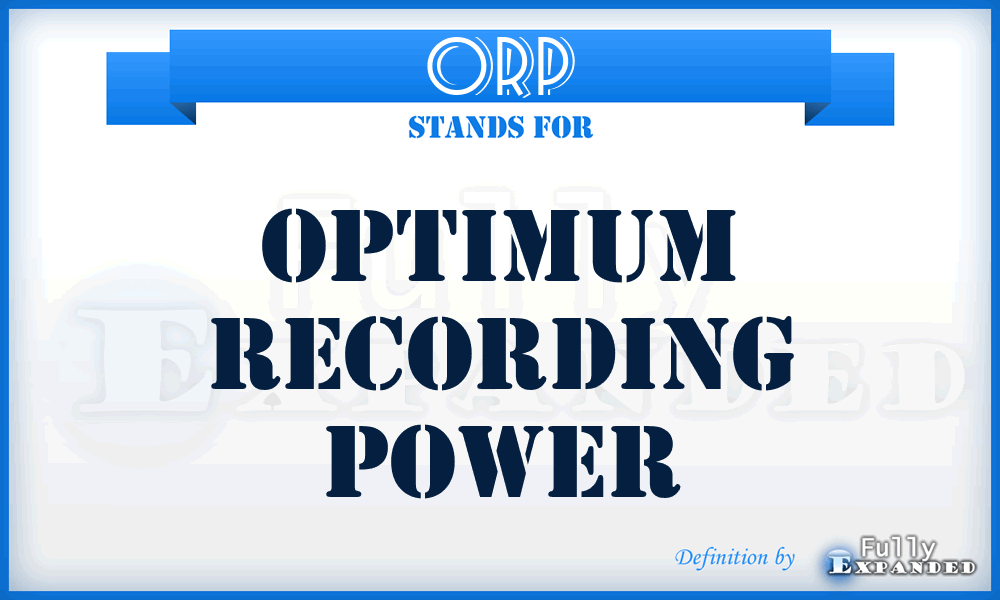 ORP - Optimum Recording Power