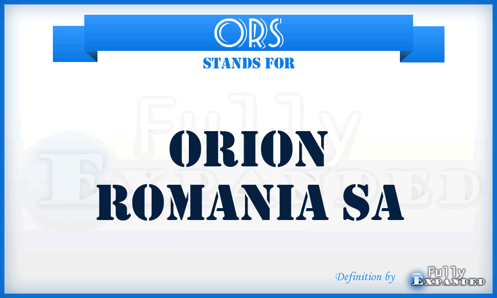 ORS - Orion Romania Sa