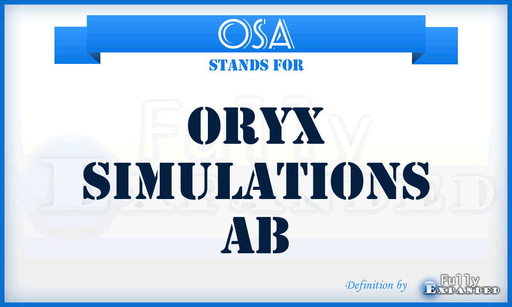 OSA - Oryx Simulations Ab