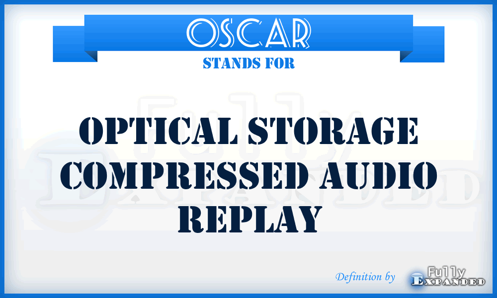 OSCAR - Optical Storage Compressed Audio Replay