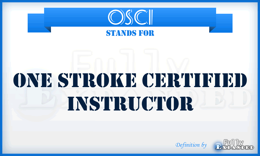 OSCI - One Stroke Certified Instructor