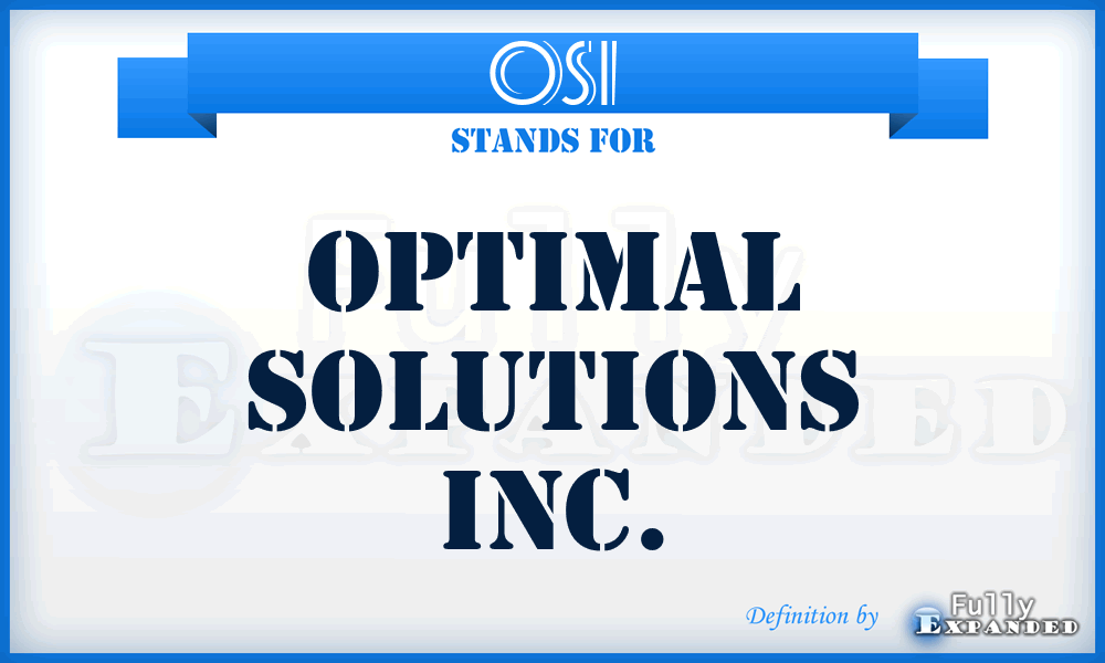 OSI - Optimal Solutions Inc.