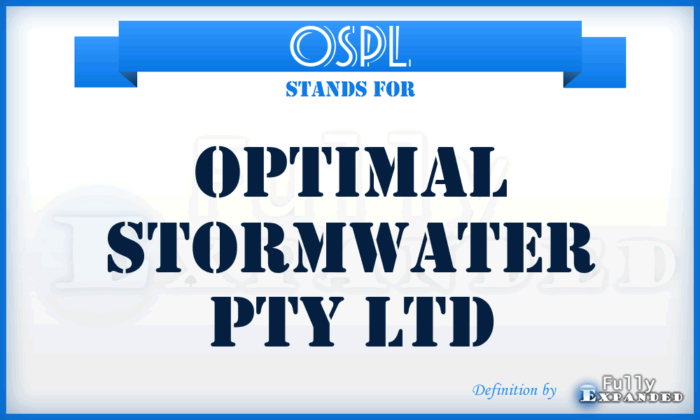 OSPL - Optimal Stormwater Pty Ltd