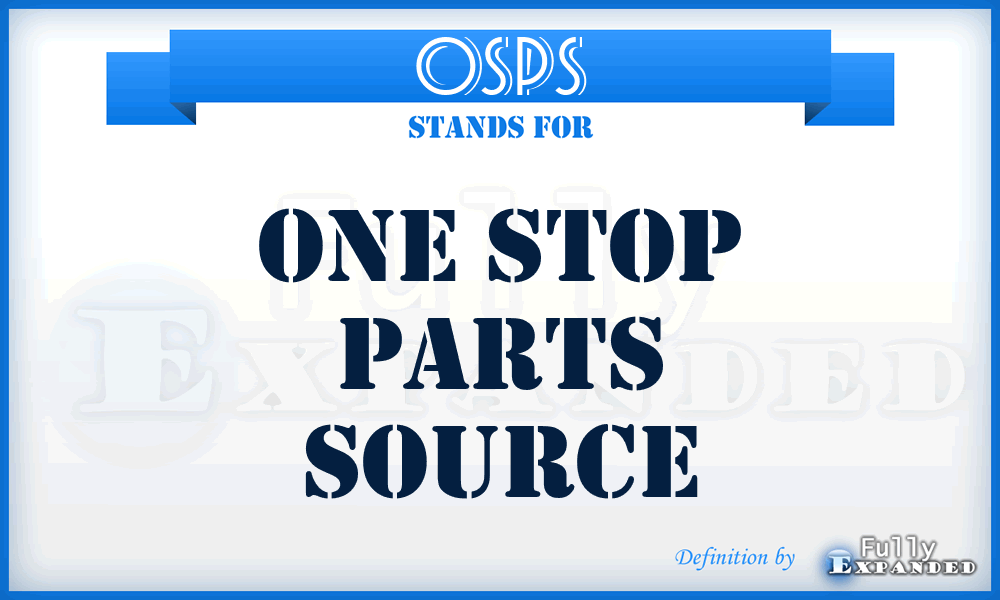OSPS - One Stop Parts Source