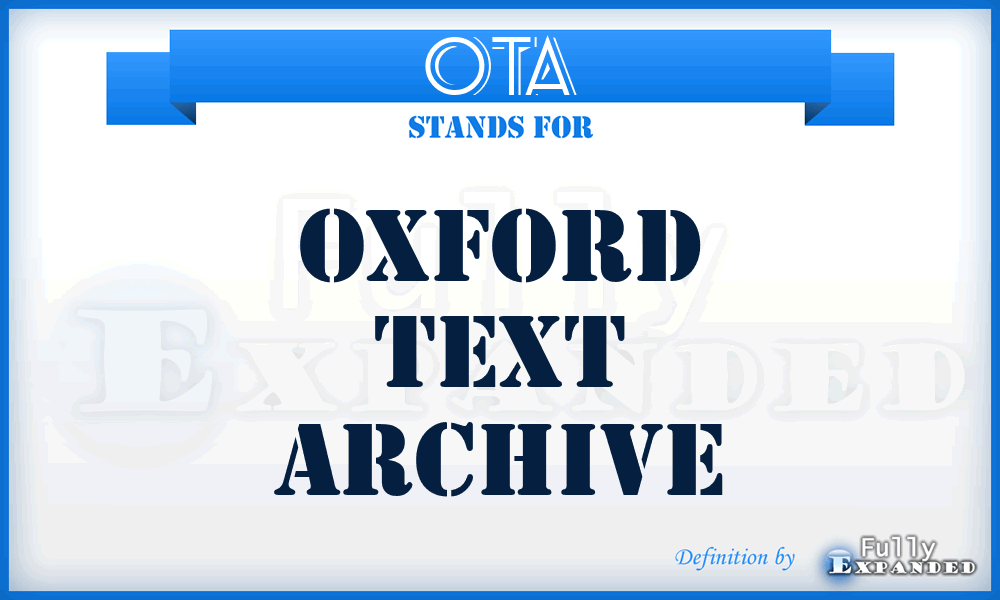 OTA - Oxford Text Archive