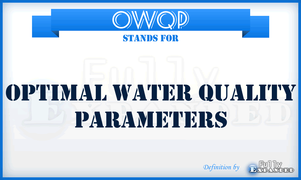 OWQP - Optimal Water Quality Parameters