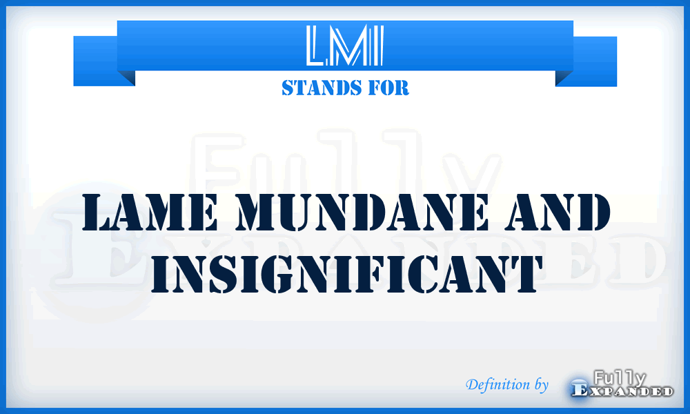 LMI - Lame Mundane And Insignificant