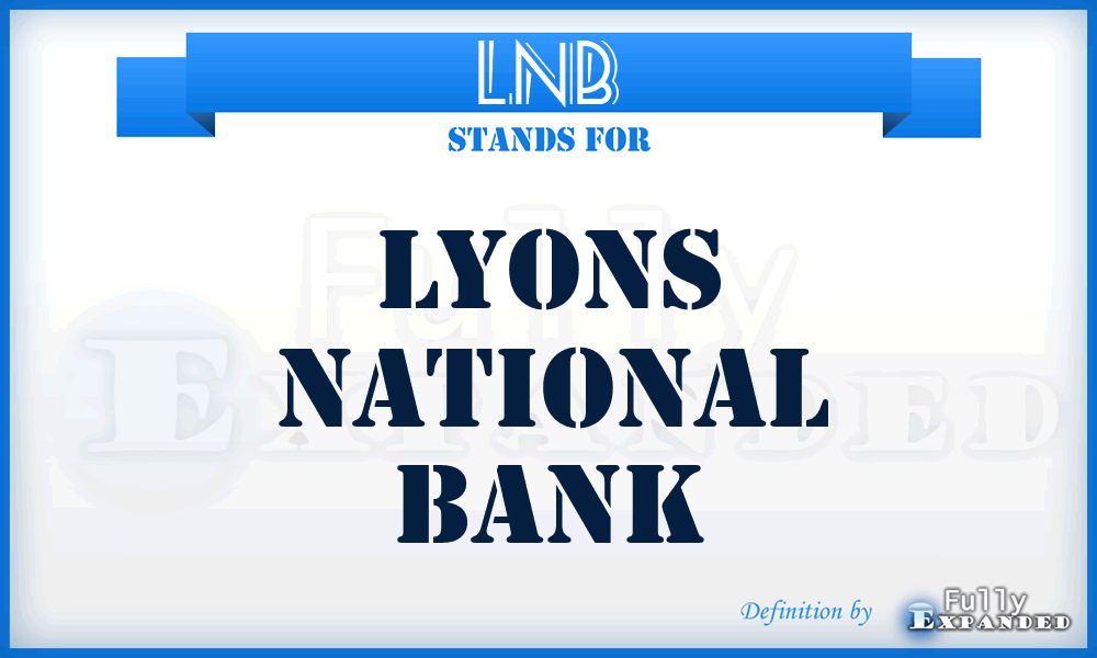 LNB - Lyons National Bank