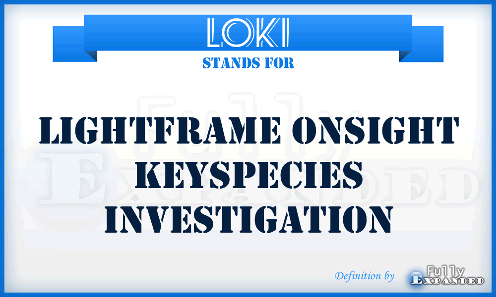 LOKI - Lightframe Onsight Keyspecies Investigation
