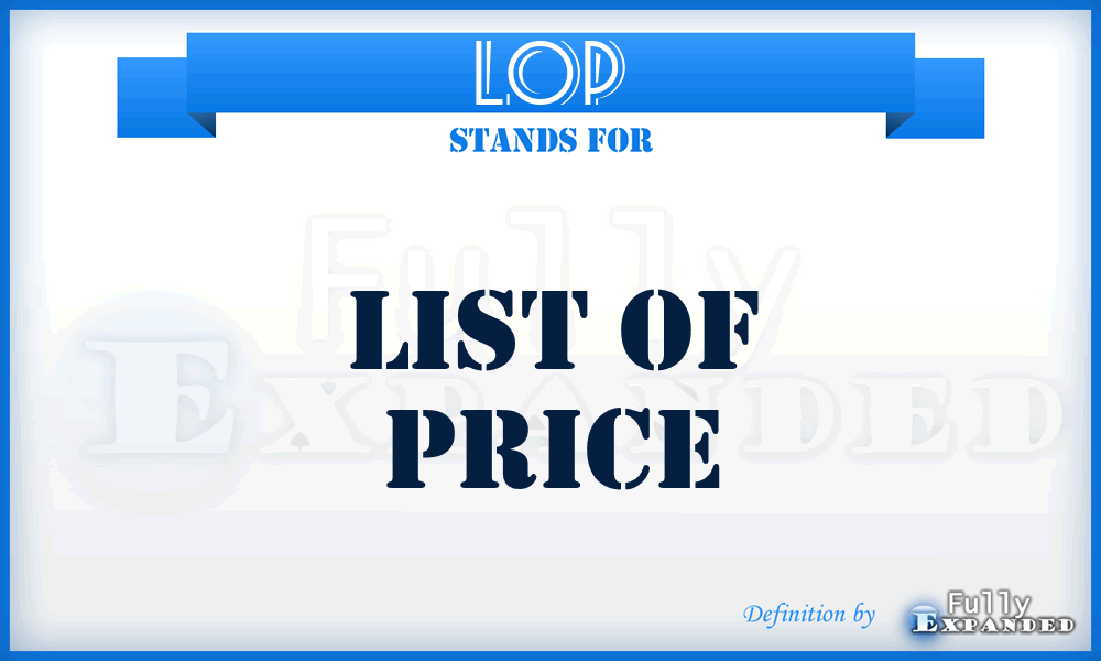 LOP - List of Price