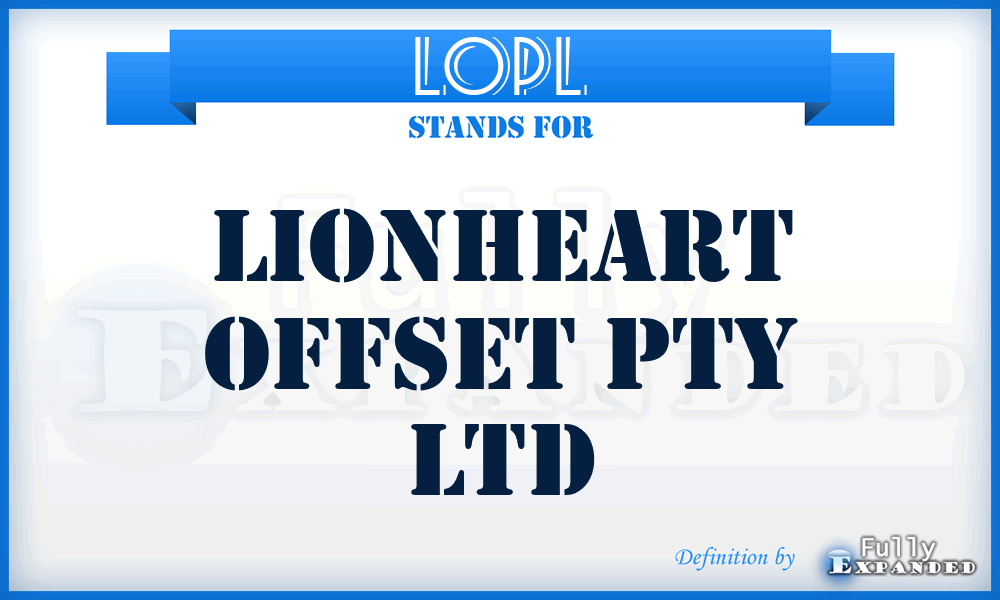 LOPL - Lionheart Offset Pty Ltd