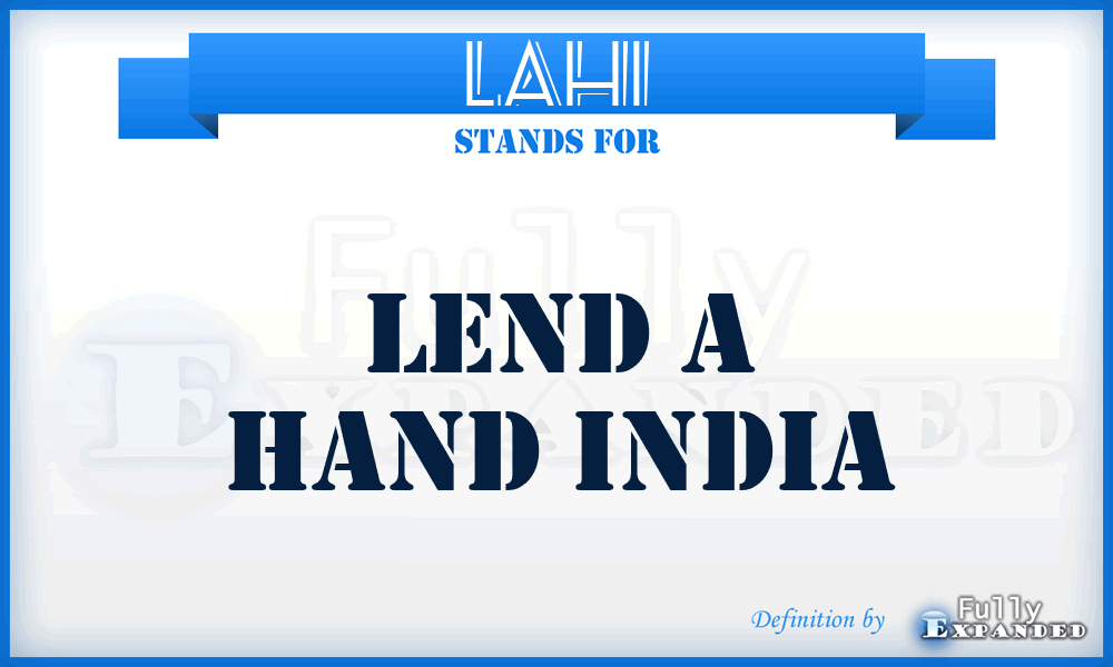 LAHI - Lend A Hand India