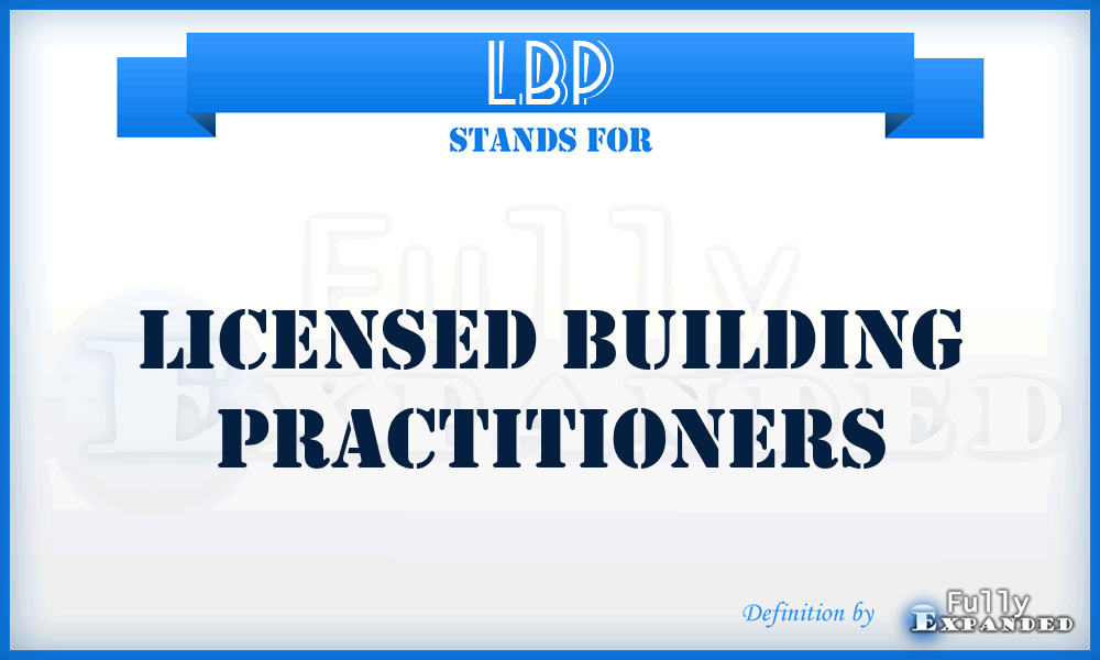 LBP - Licensed Building Practitioners