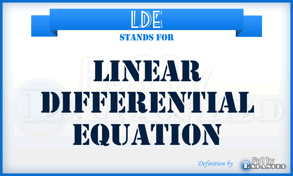 LDE - linear differential equation