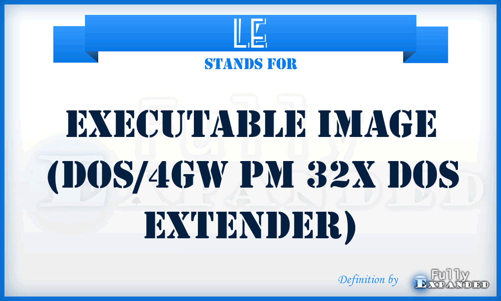 LE - Executable image (DOS/4GW PM 32X DOS Extender)