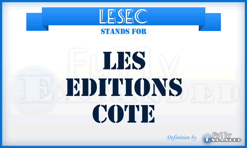 LESEC - LES Editions Cote