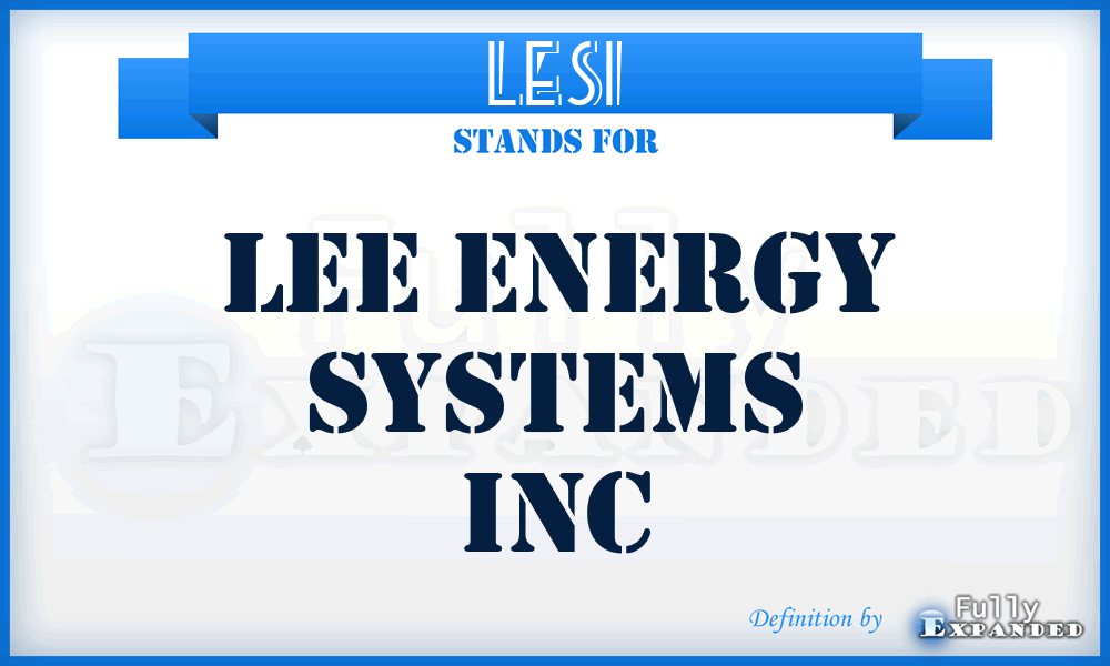LESI - Lee Energy Systems Inc
