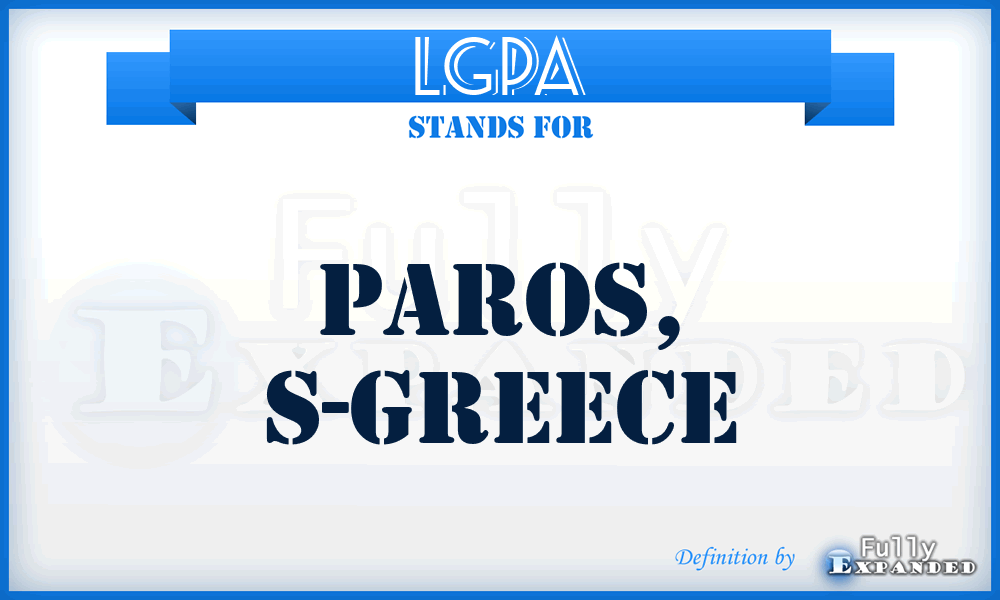 LGPA - Paros, S-Greece