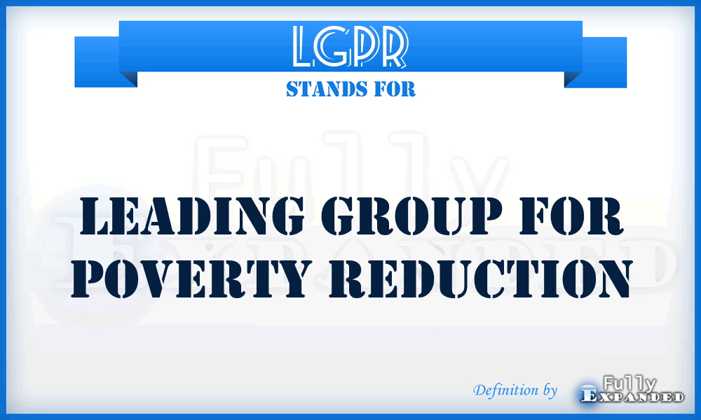 LGPR - Leading Group for Poverty Reduction