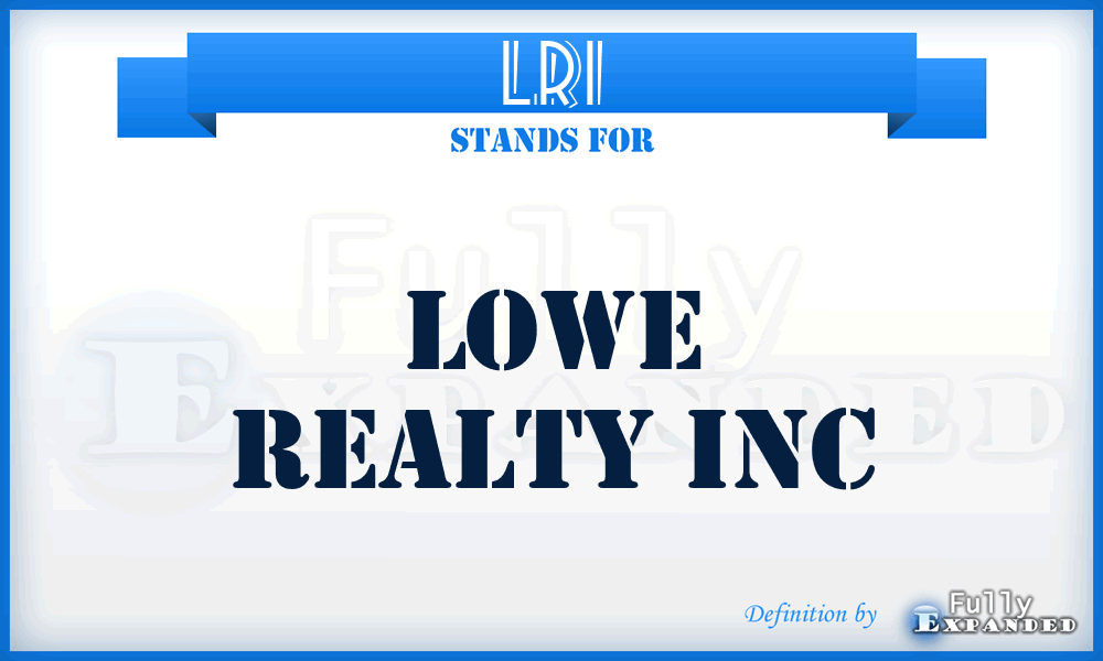 LRI - Lowe Realty Inc