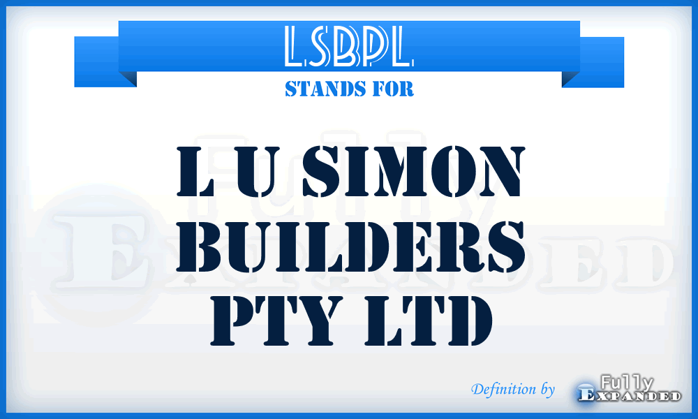 LSBPL - L u Simon Builders Pty Ltd