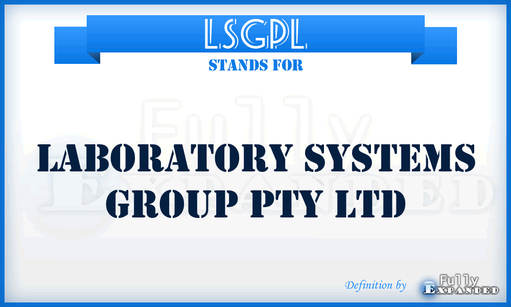 LSGPL - Laboratory Systems Group Pty Ltd