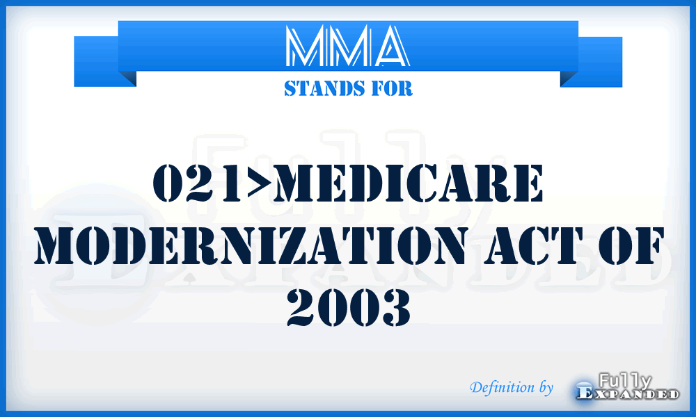 MMA - 021>Medicare Modernization Act of 2003
