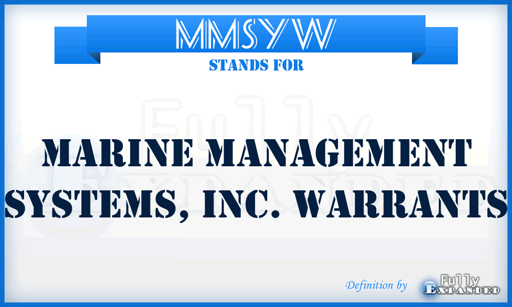MMSYW - Marine Management Systems, Inc. Warrants