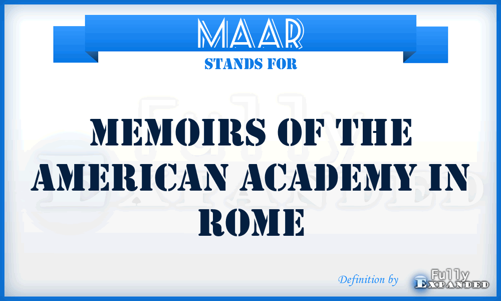 MAAR - Memoirs of the American Academy in Rome