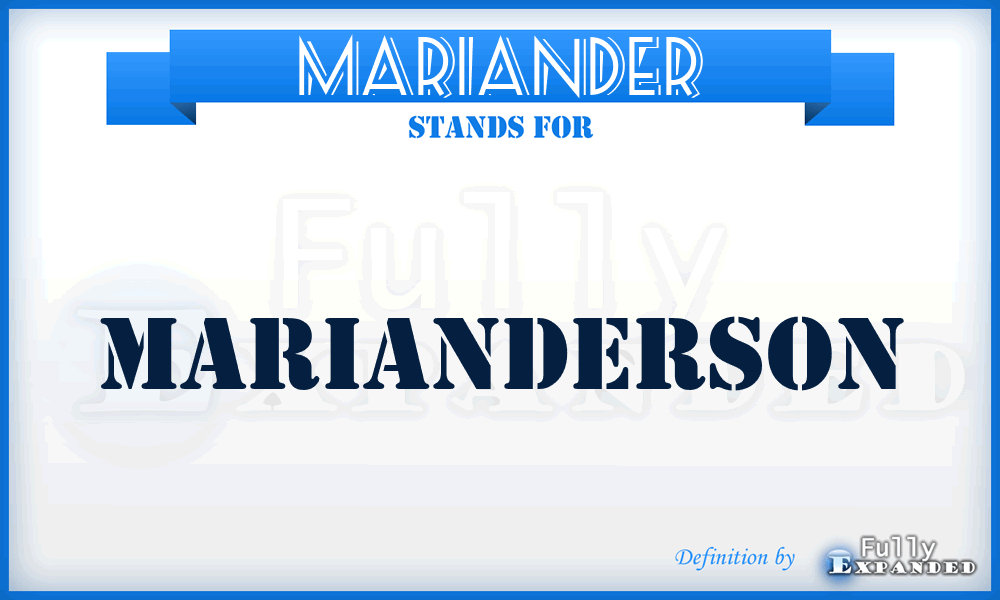 MARIANDER - Marianderson