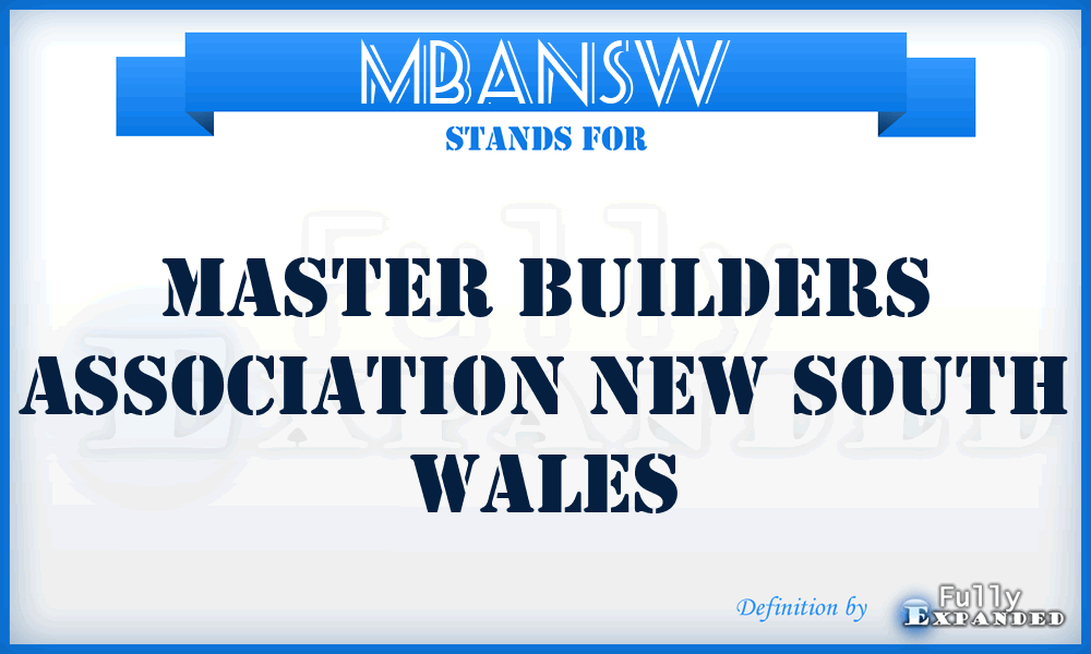 MBANSW - Master Builders Association New South Wales