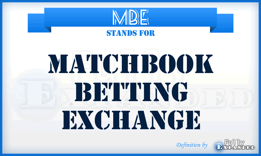 MBE - Matchbook Betting Exchange