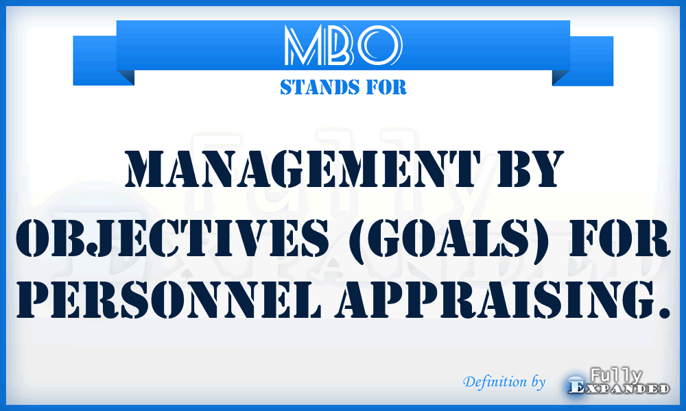 MBO - Management by objectives (goals) for personnel appraising.