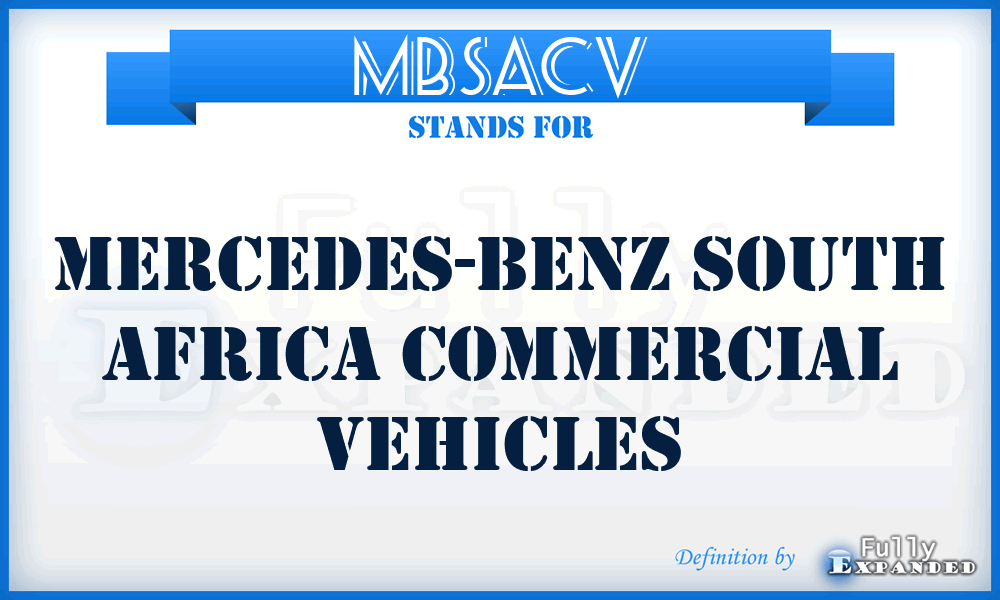 MBSACV - Mercedes-Benz South Africa Commercial Vehicles