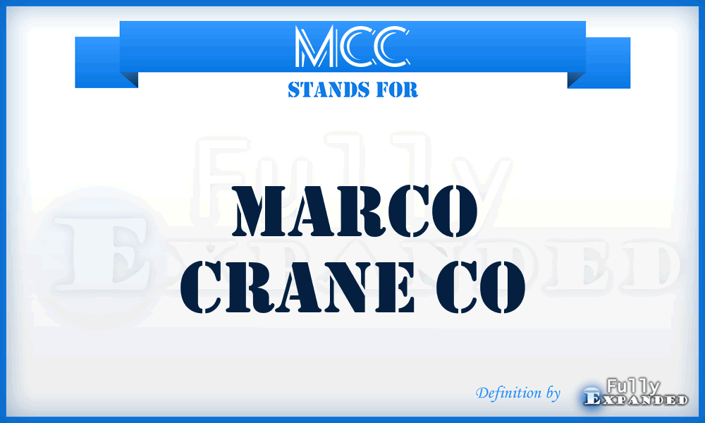 MCC - Marco Crane Co