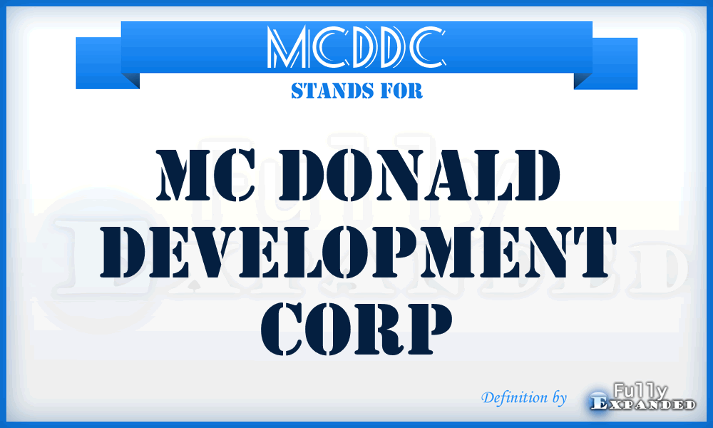 MCDDC - MC Donald Development Corp