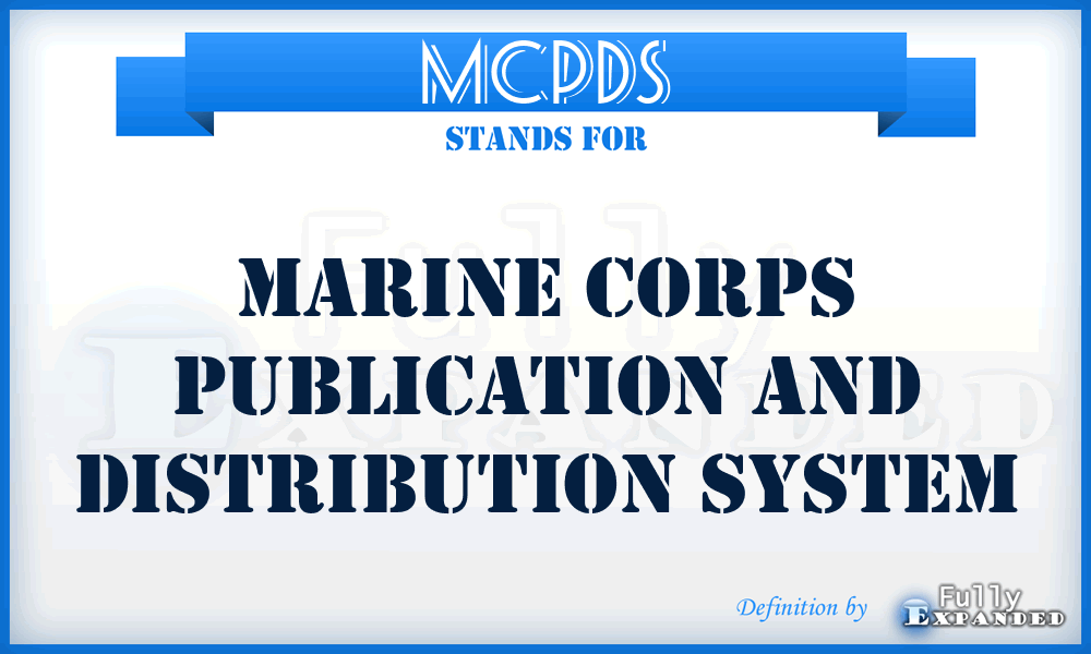 MCPDS - Marine Corps Publication and Distribution System