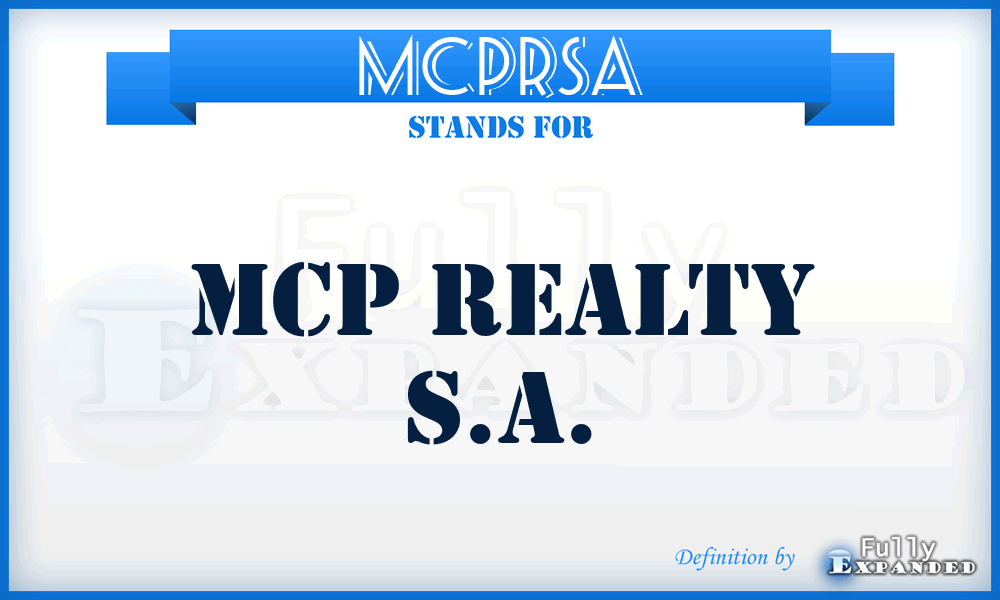 MCPRSA - MCP Realty S.A.