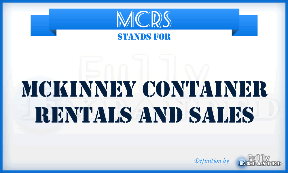 MCRS - Mckinney Container Rentals and Sales