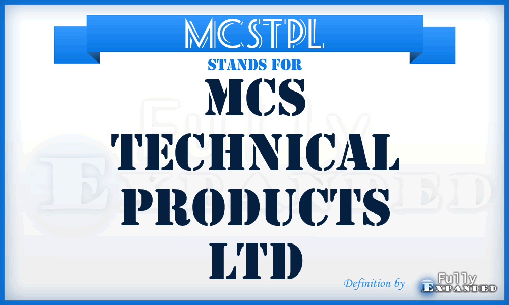 MCSTPL - MCS Technical Products Ltd