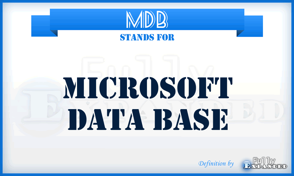 MDB - Microsoft Data Base