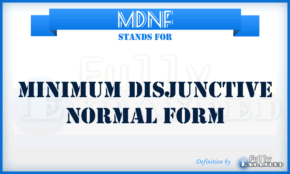 MDNF - Minimum Disjunctive Normal Form