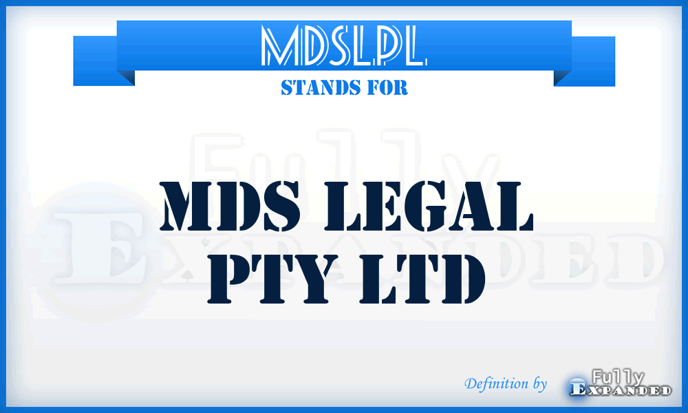 MDSLPL - MDS Legal Pty Ltd