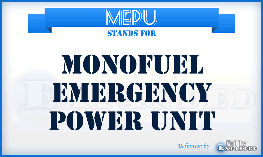 MEPU - Monofuel Emergency Power Unit