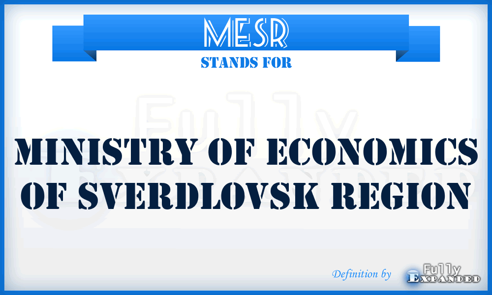 MESR - Ministry of Economics of Sverdlovsk Region