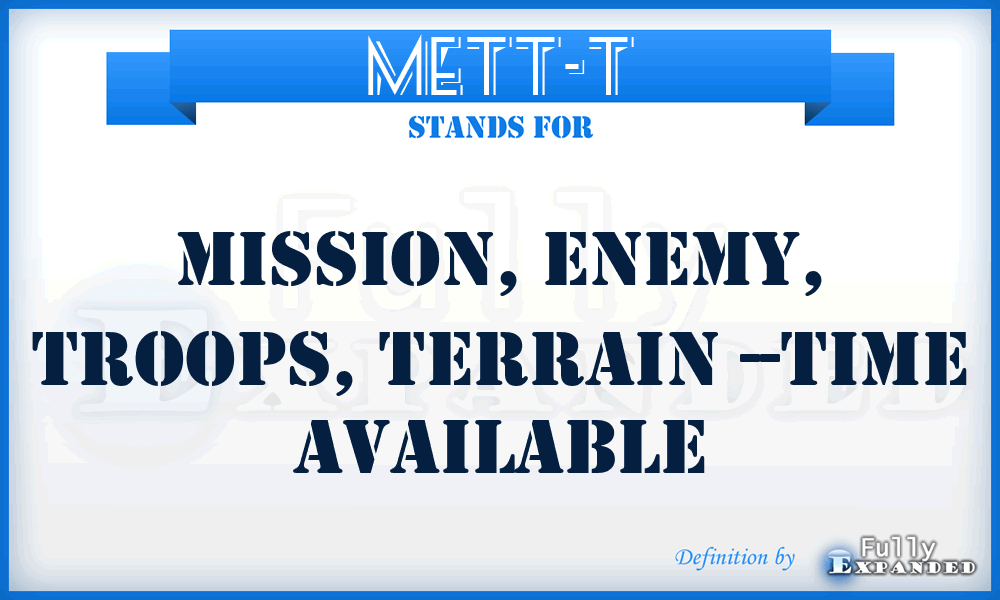 METT-T - Mission, Enemy, Troops, Terrain --Time Available