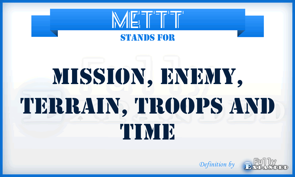 METTT - mission, enemy, terrain, troops and time